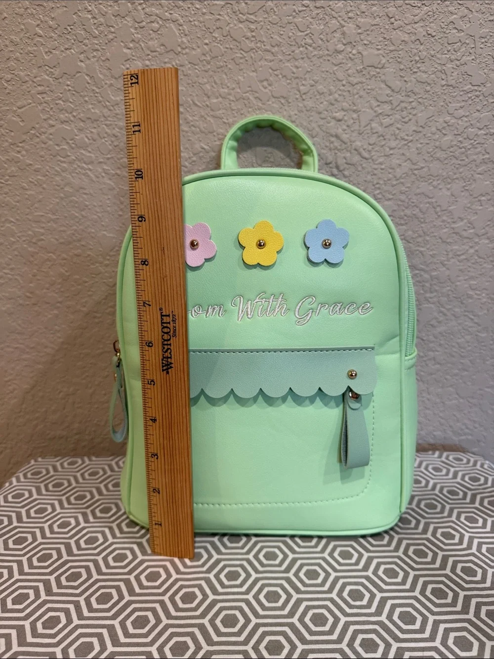 Montana West Mint Green Floral Kids Backpack